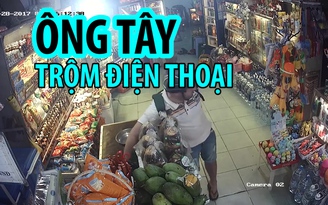 Ông Tây trộm điện thoại tại cửa hàng tạp hóa ở trung tâm Nha Trang