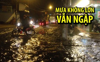 Mưa không lớn, đường Phan Huy Ích vẫn ngập