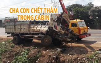 Xe tải tránh ba gác nổ lốp rồi lao xuống hố, cha con chết thảm