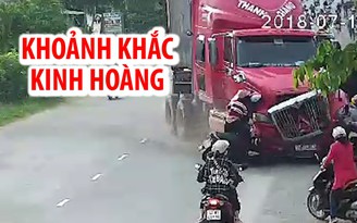 Khoảnh khắc kinh hoàng: Xe container tông 2 xe máy rồi lao vào nhà dân