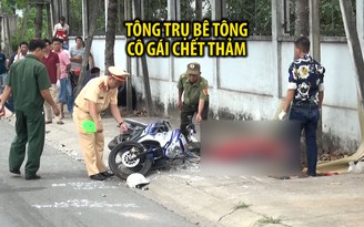 Tông trụ bê tông trên vỉa hè, cô gái chết thảm