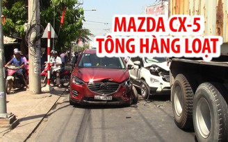 Mazda CX-5 tông hàng loạt ô tô và xe máy, hai vợ chồng bị thương