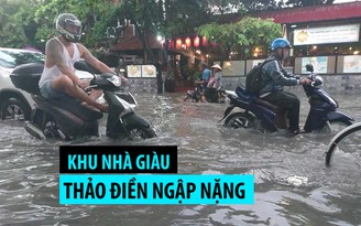 Khu nhà giàu Thảo Điền ngập sâu như hồ bơi sau cơn mưa lớn