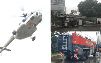 Xe chữa cháy giá triệu đô cùng trực thăng diễn tập chữa cháy tại Đà Nẵng