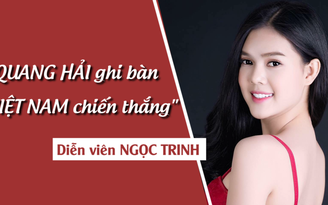 Ngọc Trinh thả tim chúc Quang Hải và đồng đội giành HCĐ ASIAD