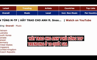 ‘Hãy trao cho anh’ lọt top trending YouTube 10 quốc gia, Sơn Tùng được báo Mỹ gọi là ‘hiện tượng châu Á’