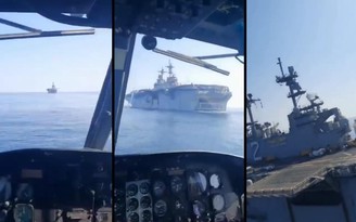 Xem trực thăng Iran lượn vòng 'thiếu chuyên nghiệp' quanh chiến hạm Mỹ USS Essex