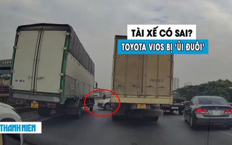 Toyota Vios bị xe tải ‘ủi’ đuôi trên cao tốc: Tài xế ô tô có sai?