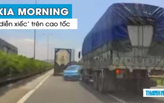 KIA Morning 'diễn xiếc' trên cao tốc bị xe tải đâm xoay tròn như phim