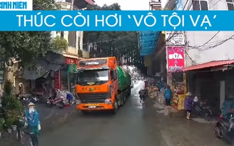 Phẫn nộ tài xế container thúc còi hơi trong khu đông dân cư