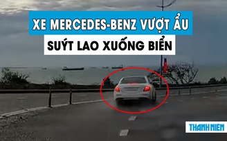 Vượt ẩu tại cua, tài xế lái Mercedes suýt lao xuống biển ở Vũng Tàu