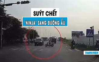 ‘Bó tay’ nữ ninja lao xe máy sang đường, suýt gây tai nạn