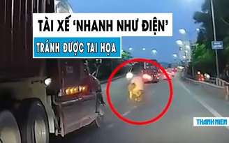 Tài xế container suýt ‘mang họa’ vì người đàn ông sang đường ẩu