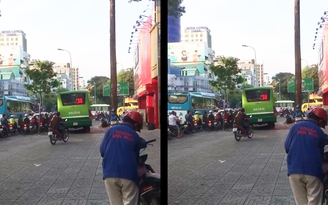 Đình chỉ ngay và xử lý nghiêm tài xế cho xe buýt chạy trên vỉa hè