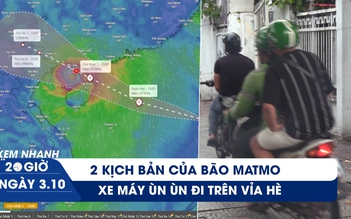 Xem nhanh 20h ngày 3.10: 2 kịch bản của bão Matmo | CSGT quay phim, xe máy vẫn ùn ùn đi trên vỉa hè
