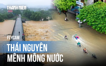 [FLYCAM] Lũ sông Cầu vượt đỉnh lịch sử, Thái Nguyên mênh mông nước