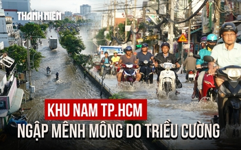 Triều cường đạt đỉnh, nhiều tuyến đường khu nam TP.HCM ngập mênh mông