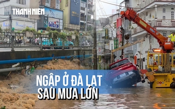 Chiều chủ nhật 'chật vật' sau mưa lớn ở Đà Lạt: Cứu ô tô chết máy, giao thông ì ạch