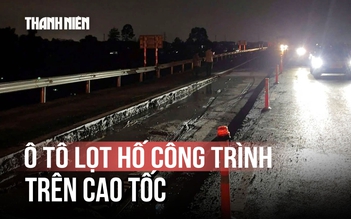 Vừa lách qua bảng cảnh báo, ô tô lọt xuống hố công trình cao tốc Biên Hòa - Vũng Tàu