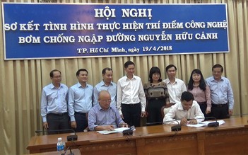 Ký hợp đồng dịch vụ thuê siêu máy bơm đường Nguyễn Hữu Cảnh