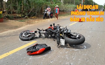 Thanh niên lái Ducati phóng 130km/h thoát chết ngoạn mục sau khi đâm vào xe đầu kéo