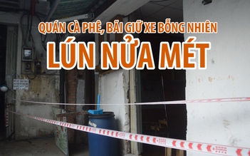 Quán cà phê, bãi giữ xe bỗng nhiên lún nửa mét