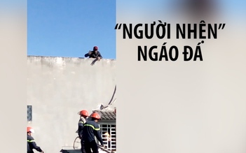 Toát mồ hôi giải cứu “người nhện” ngáo đá phi thân trên mái nhà