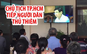 Chăm chú theo dõi Chủ tịch TP.HCM tiếp dân Thủ Thiêm qua màn hình