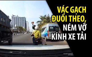 Vác gạch đuổi theo, ném vỡ kính xe tải trên đường ven biển Đà Nẵng