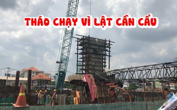 Tháo chạy vì cần cẩu công trình lật đè lên mái nhà dân ở Sài Gòn
