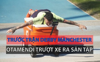 Otamendi trượt xe ra sân tập, trước trận derby Manchester Uinted – Manchester City