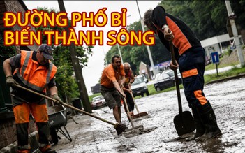 Mưa lớn, phố phường Tây cũng thành 'dòng sông uốn quanh'