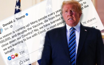 Nói cúm mùa gây chết người hơn Covid-19, Tổng thống Trump bị Facebook, Twitter 'xử lý'