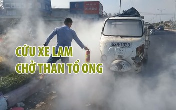 Công an đi ngang bốc cát cứu xe lam chở than tổ ong đang phát hỏa