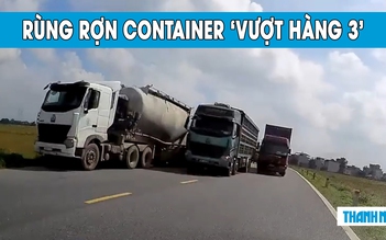 ‘Đứng tim’ với container vượt hàng 3 suýt gây tai nạn