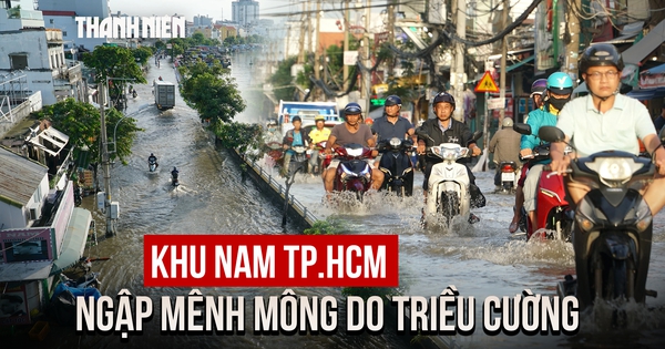 Triều cường đạt đỉnh, nhiều tuyến đường khu nam TP.HCM ngập mênh mông