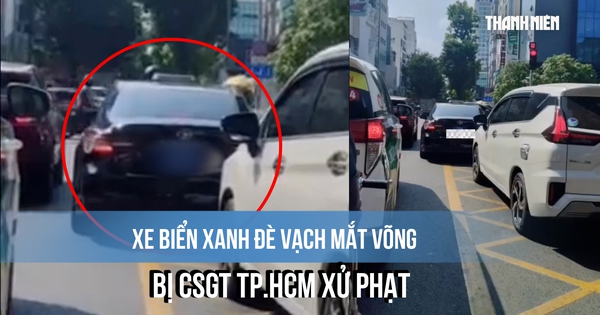 Xe biển xanh đè vạch mắt võng bị CSGT TP.HCM xử phạt