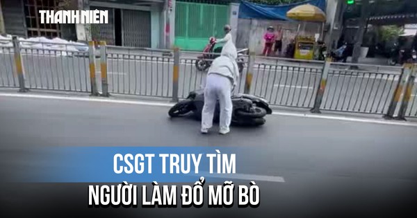CSGT truy tìm người làm đổ mỡ bò khiến nhiều xe máy trượt ngã ở TP.HCM