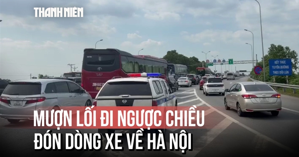 'Mượn' chiều đối diện cao tốc, đón dòng xe về Hà Nội