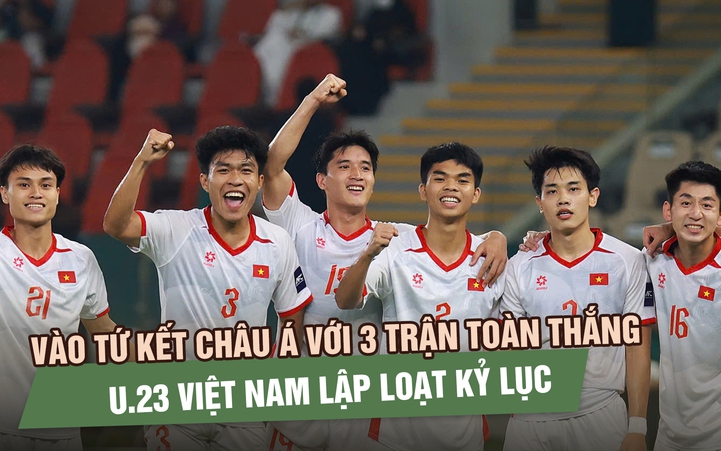 Vào tứ kết châu Á với 3 trận toàn thắng, U.23 Việt Nam lập loạt kỷ lục