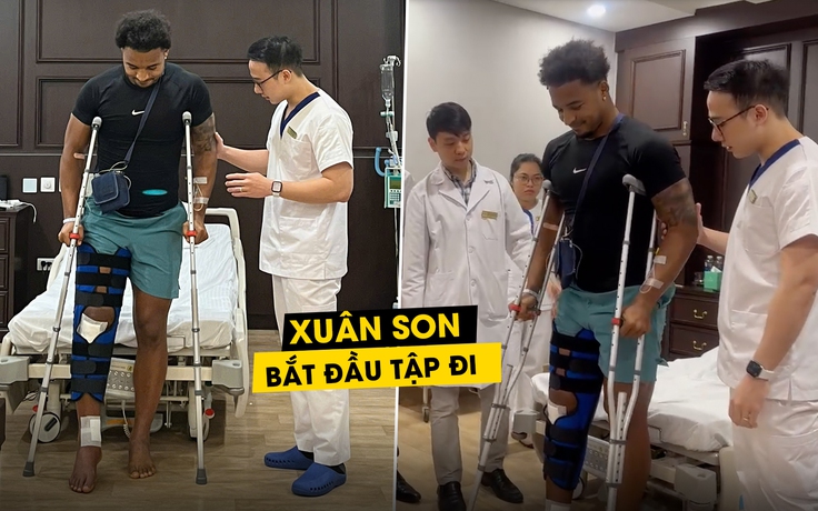 Xuân Son tập đi sau phẫu thuật, lạc quan về ngày trở lại sân cỏ