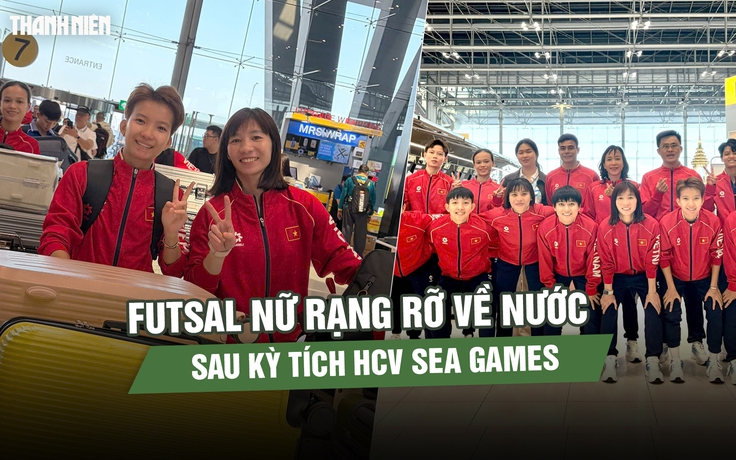 Futsal nữ Việt Nam rạng rỡ về nước sau kỳ tích HCV SEA Games 