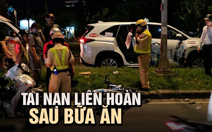 Tai nạn liên hoàn sau bữa ăn chiều trên đường Nguyễn Văn Linh