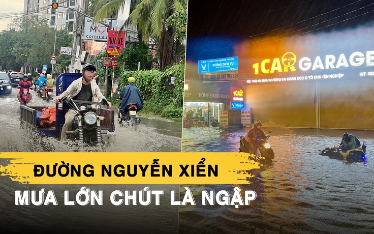 Đường Nguyễn Xiển mưa lớn chút là ngập: Tiểu thương ngán ngẩm, khách nước ngoài bối rối 