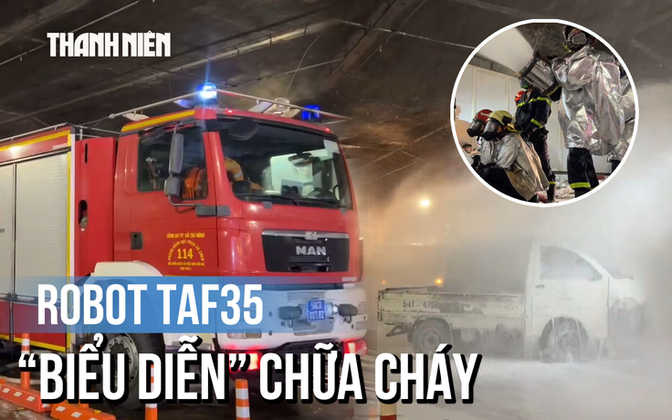 Robot TAF35 'biểu diễn' chữa cháy trong hầm sông Sài Gòn