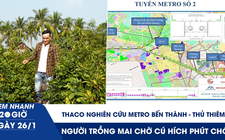 Xem nhanh 20h ngày 26.1: Thaco nghiên cứu metro Bến Thành - Thủ Thiêm | Người trồng mai chờ cú hích phút chót
