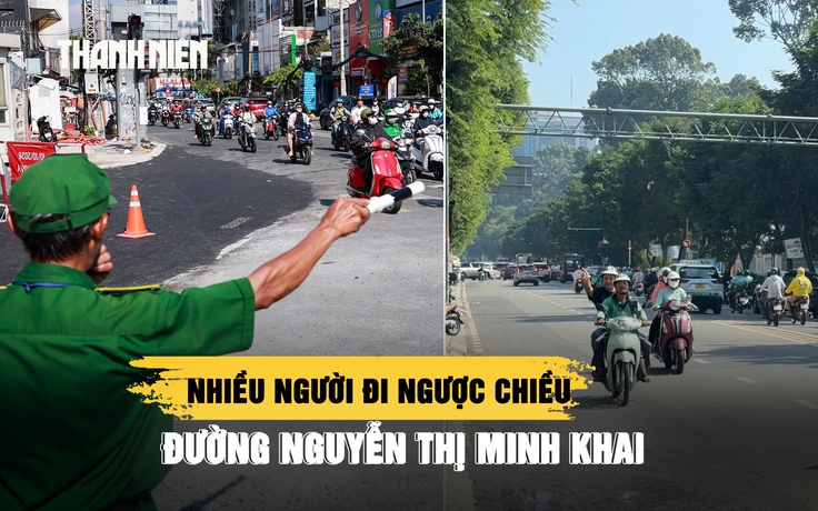 Nhiều người đi ngược chiều trên đường Nguyễn Thị Minh Khai, lực lượng khàn giọng nhắc nhở