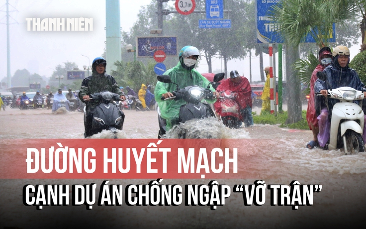 Đường biến thành sông cạnh dự án chống ngập 600 tỉ ở Hà Nội