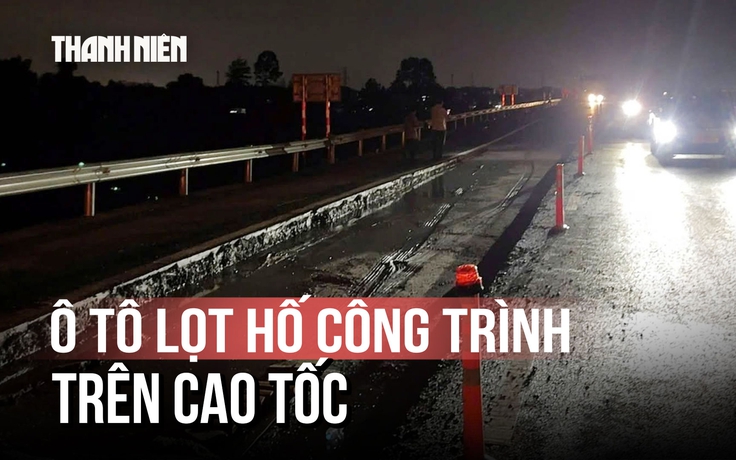 Vừa lách qua bảng cảnh báo, ô tô lọt xuống hố công trình cao tốc Biên Hòa - Vũng Tàu