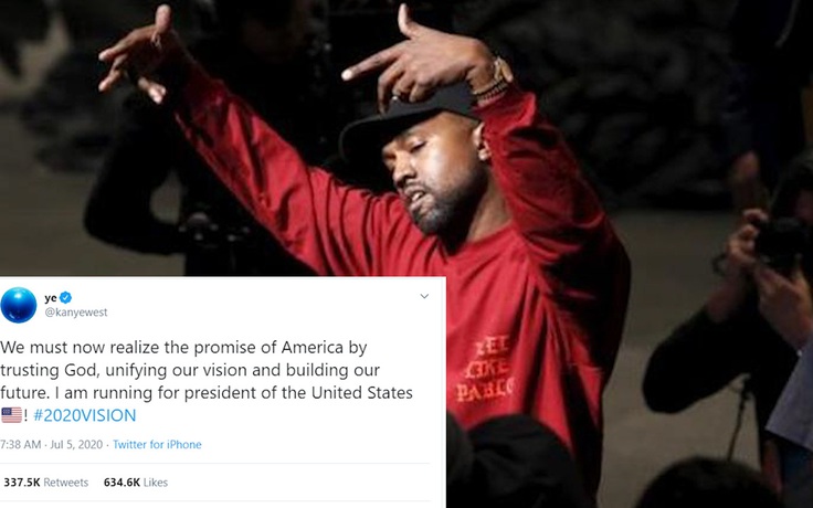 Kanye West tuyên bố tranh cử tổng thống Mỹ, tỉ phú Elon Musk ủng hộ